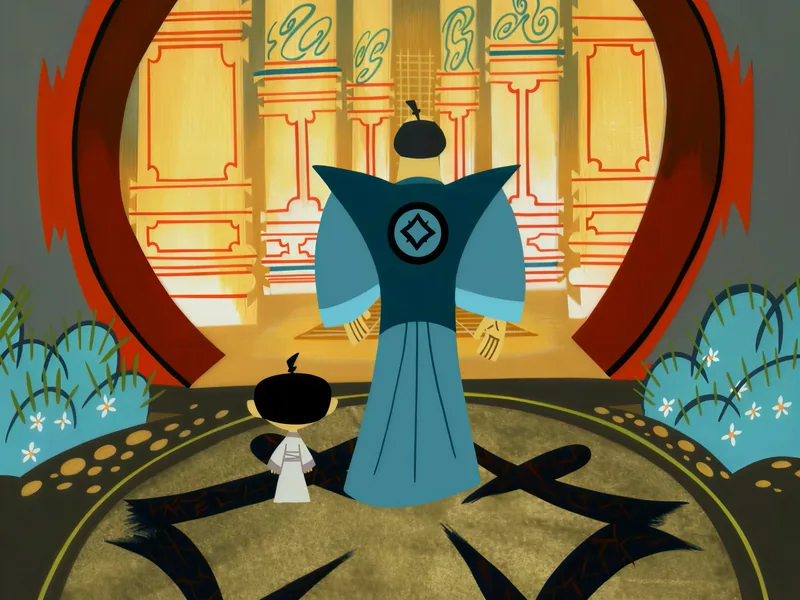 The Emperor and young Jack before the palace gates